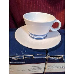 Set of 4 Terence Conran by Royal Doulton tea cup and saucers new in damaged boxe